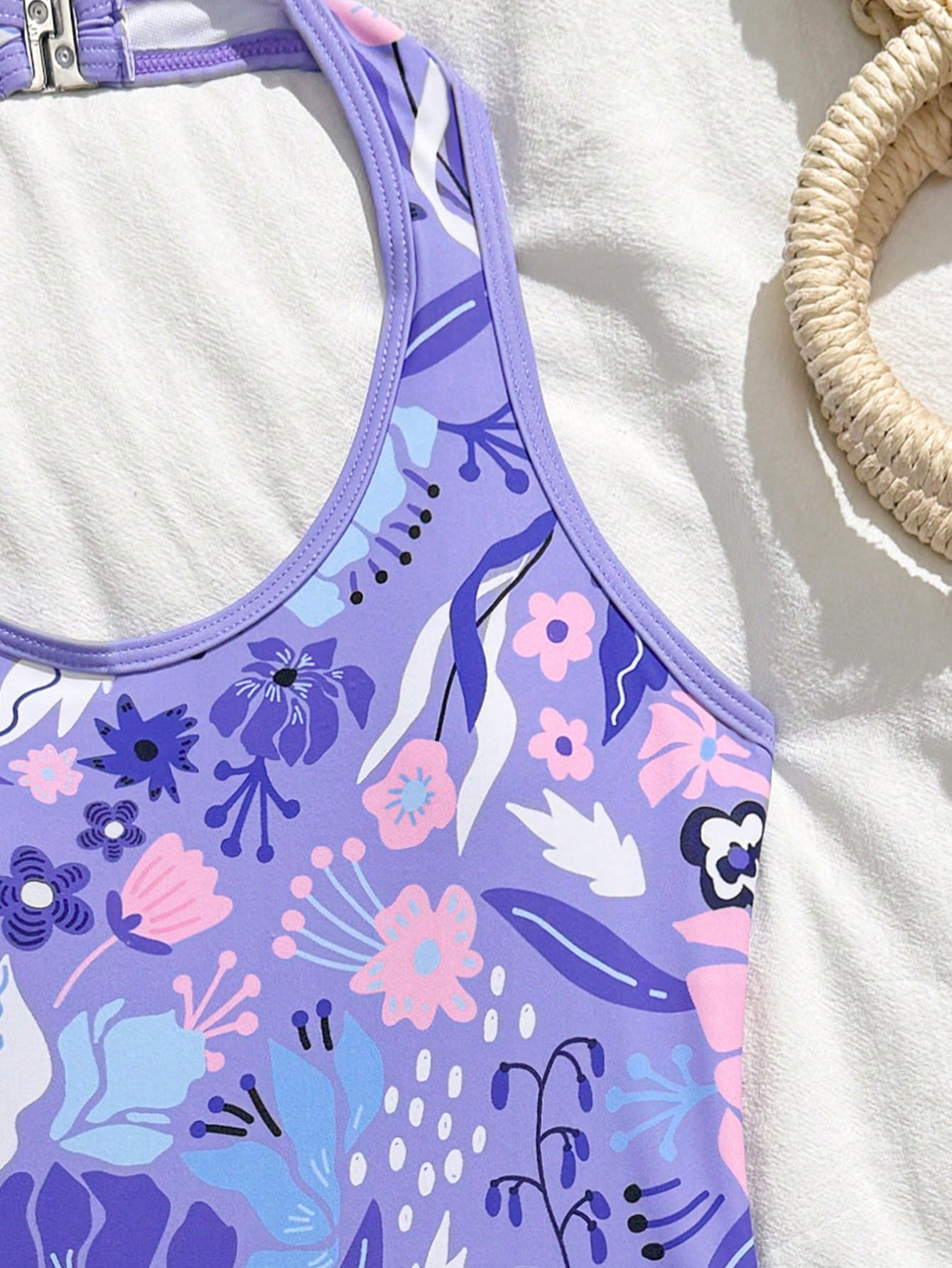 Girls 2-piece swimwear set featuring a butterfly print halter swimsuit top and separate mid-waist shorts in multicolor.