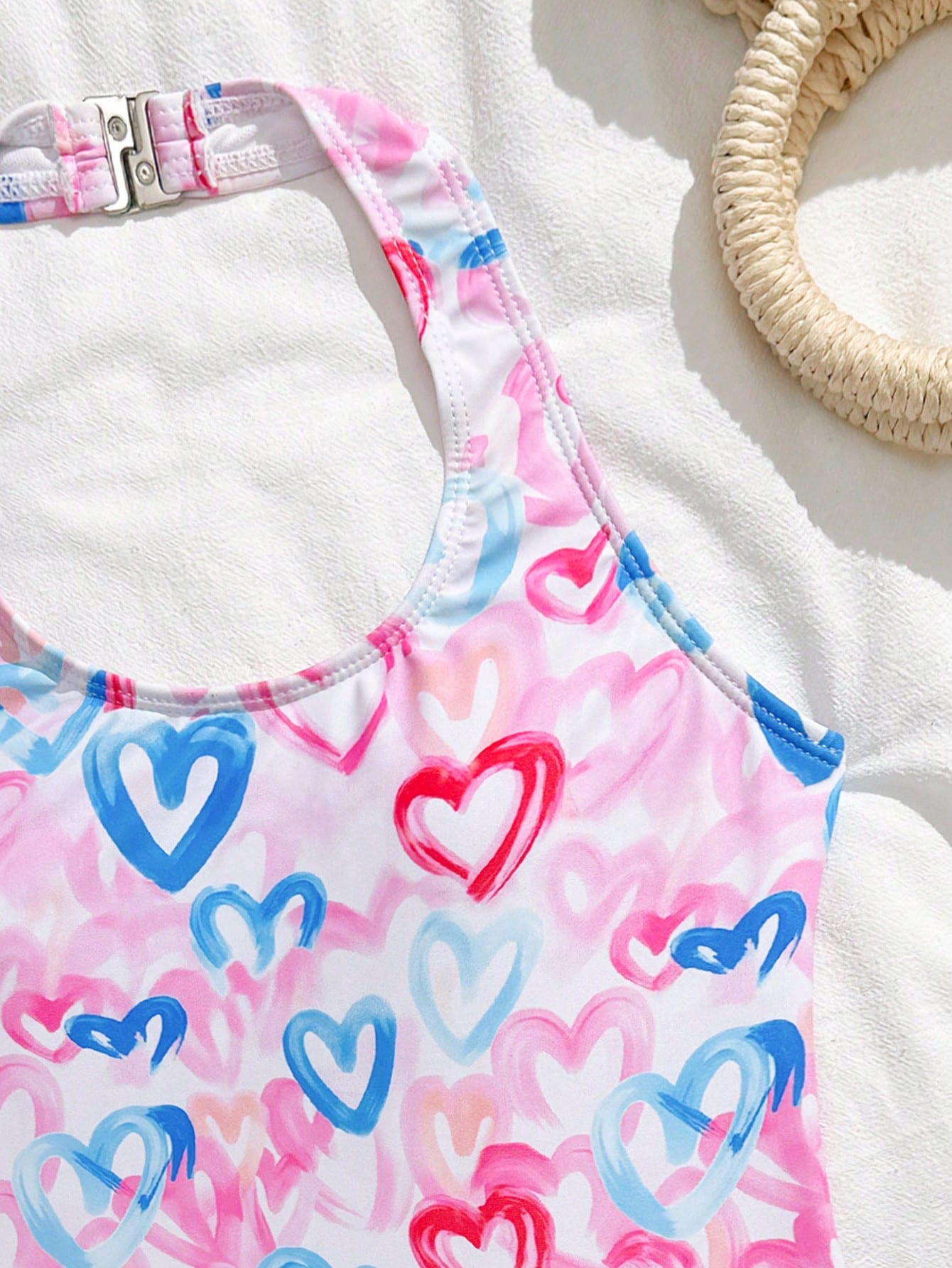 Girls 2-piece swimwear set featuring a butterfly print halter swimsuit top and separate mid-waist shorts in multicolor.