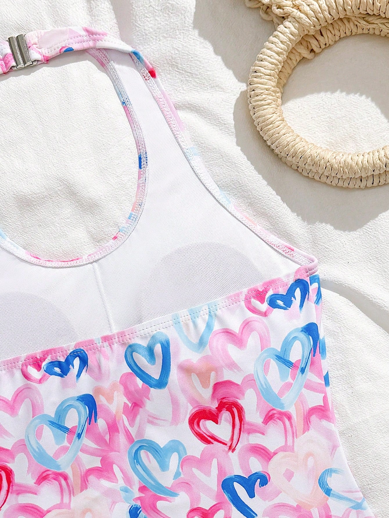 Girls 2-piece swimwear set featuring a butterfly print halter swimsuit top and separate mid-waist shorts in multicolor.