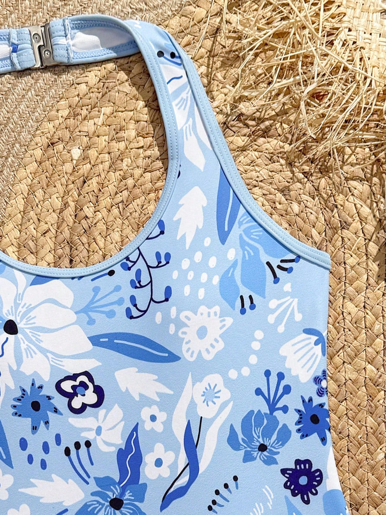 Girls 2-piece swimwear set featuring a butterfly print halter swimsuit top and separate mid-waist shorts in multicolor.