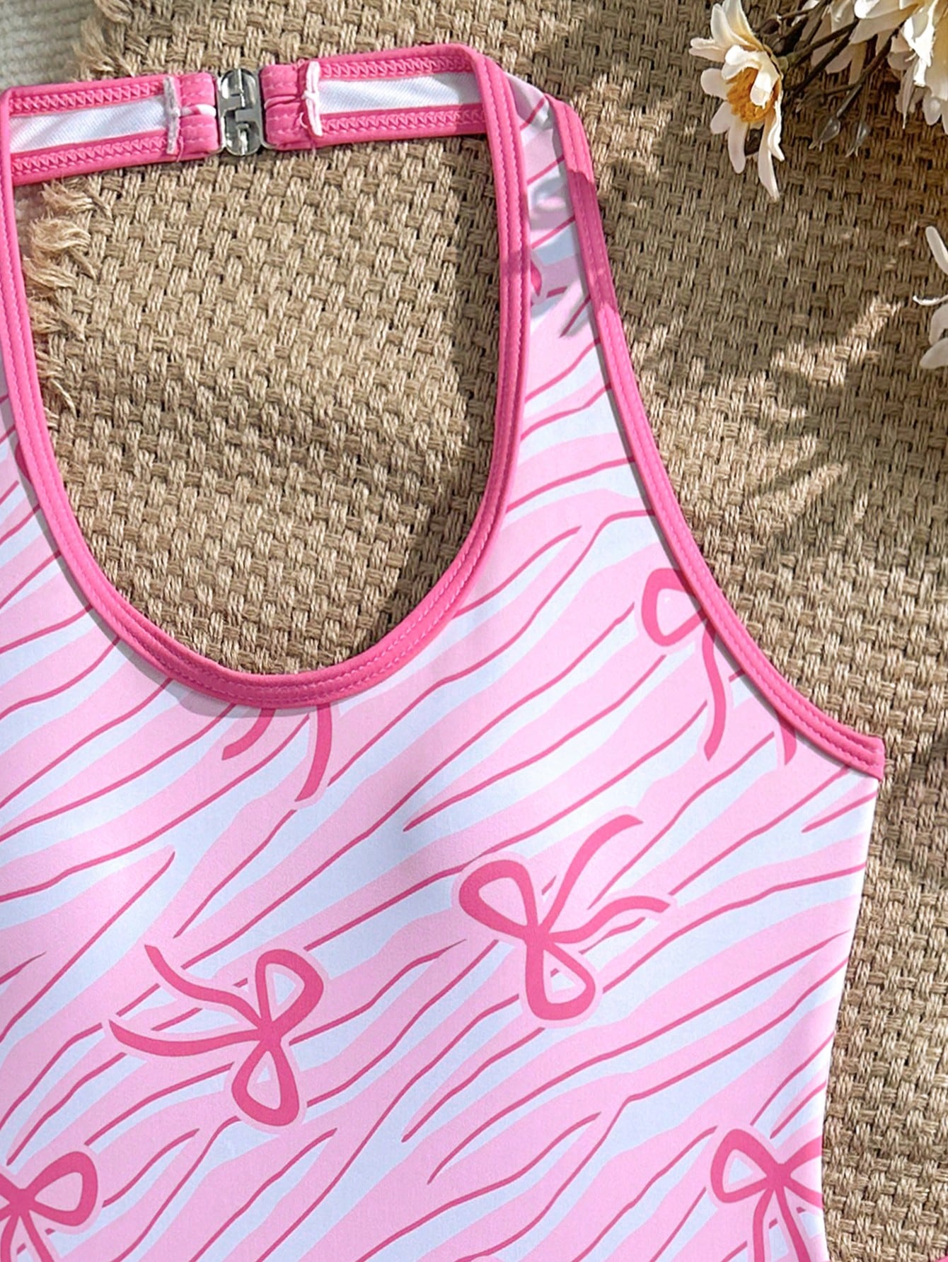 Girls 2-piece swimwear set featuring a butterfly print halter swimsuit top and separate mid-waist shorts in multicolor.