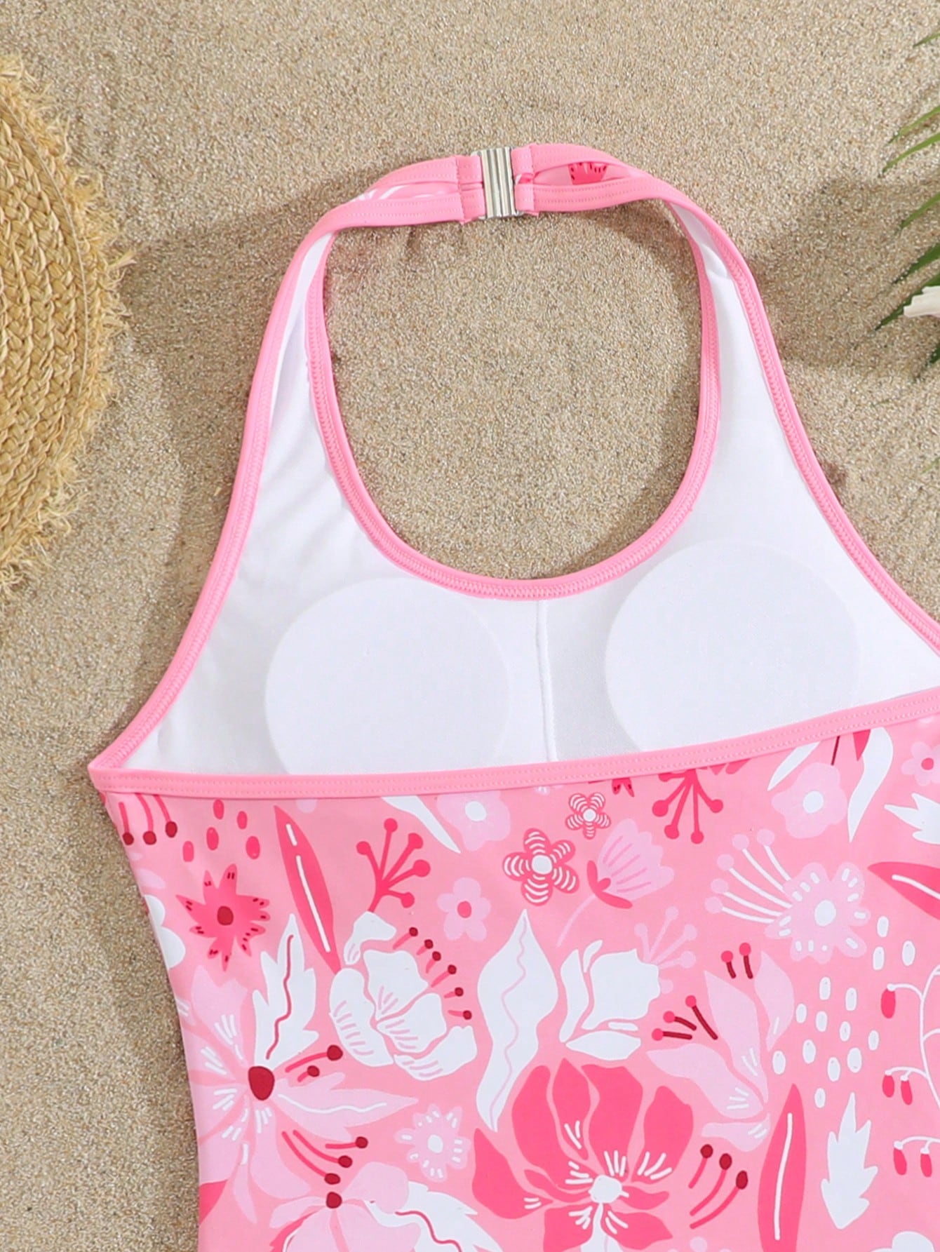 Girls 2-piece swimwear set featuring a butterfly print halter swimsuit top and separate mid-waist shorts in multicolor.