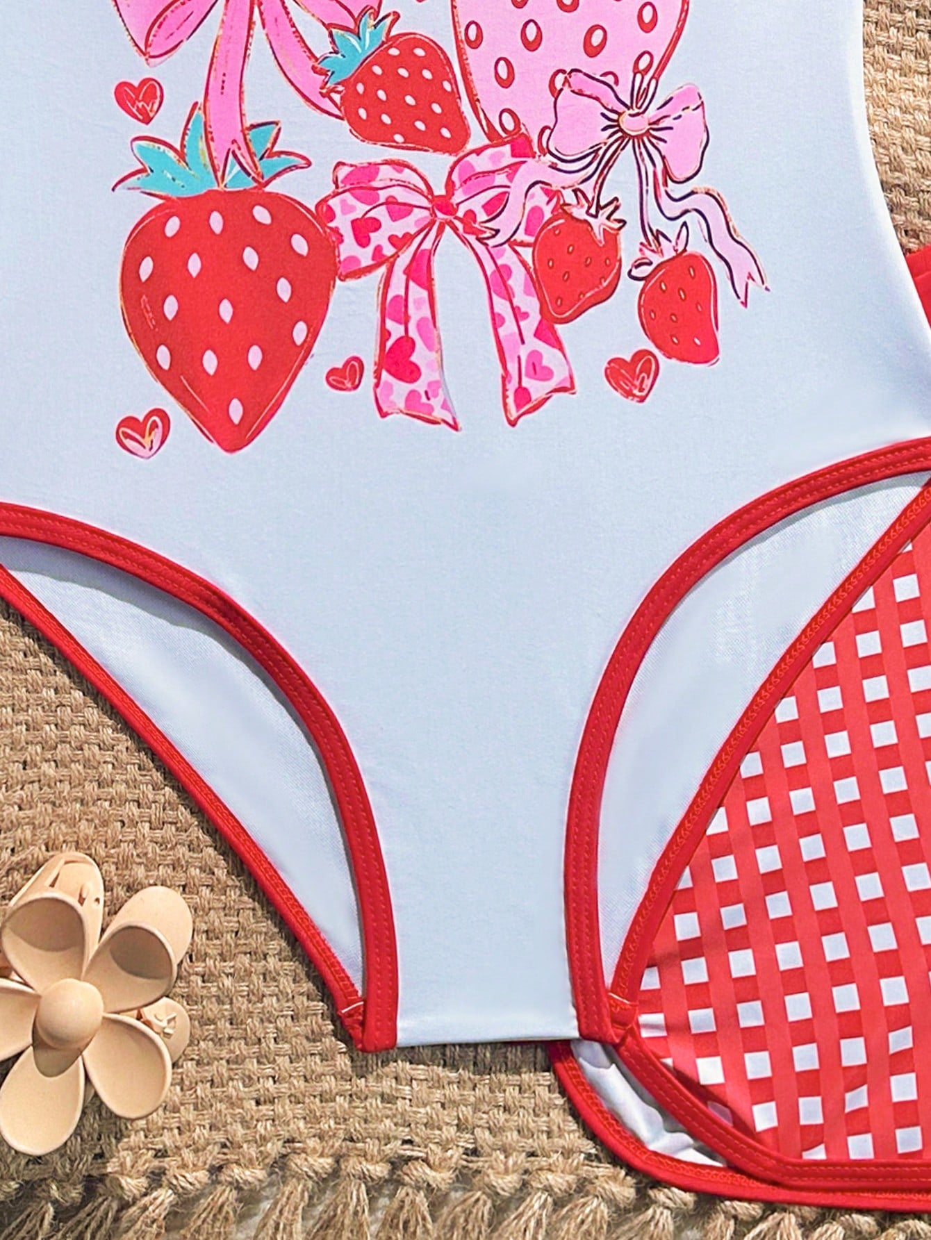 Girls 2-piece swimwear set featuring a butterfly print halter swimsuit top and separate mid-waist shorts in multicolor.