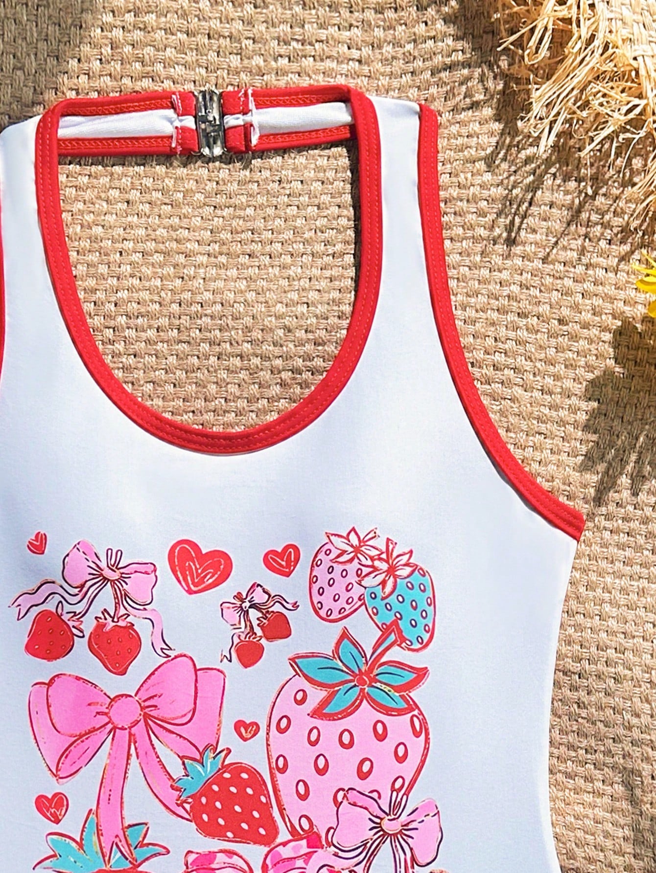 Girls 2-piece swimwear set featuring a butterfly print halter swimsuit top and separate mid-waist shorts in multicolor.