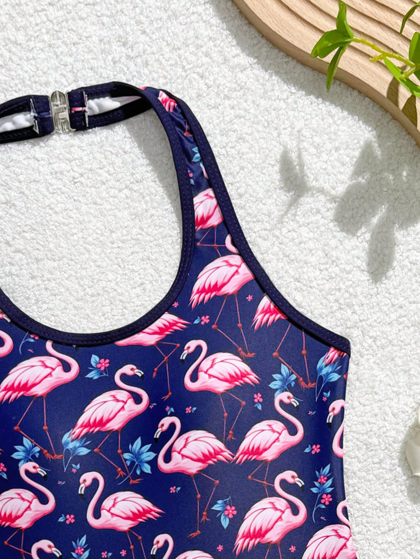 Girls 2-piece swimwear set featuring a butterfly print halter swimsuit top and separate mid-waist shorts in multicolor.