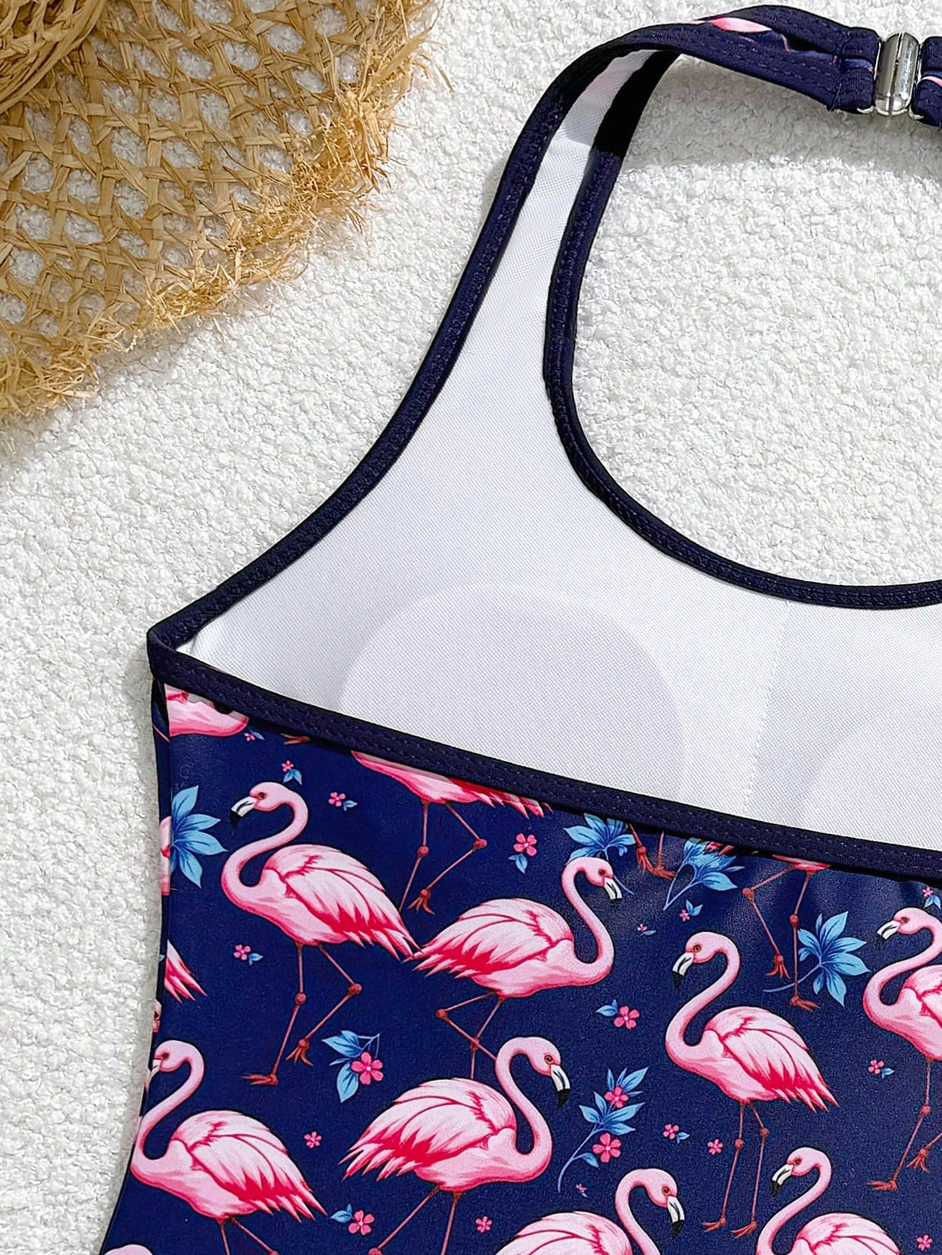Girls 2-piece swimwear set featuring a butterfly print halter swimsuit top and separate mid-waist shorts in multicolor.